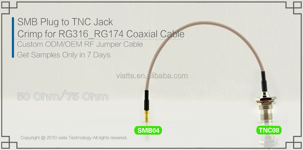 Smbプラグ/tncオスrg6jack/メスストレートバルクヘッドクリンプrg174用同軸ケーブルのコネクター仕入れ・メーカー・工場