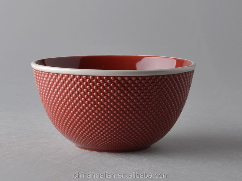 2015 China Supplier 6.2" Sapphire Large Embossed Ceramic Bowl Wholesale