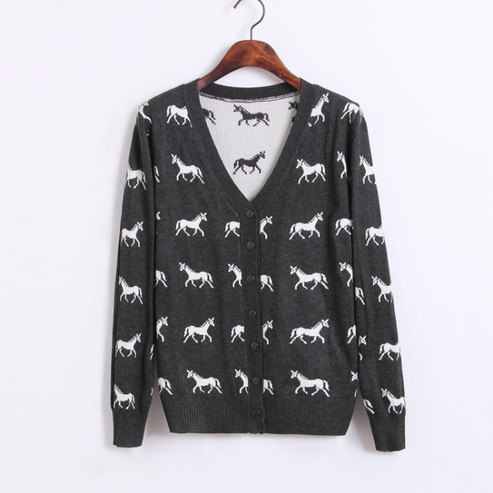 Dark GARY Horse print Sweater