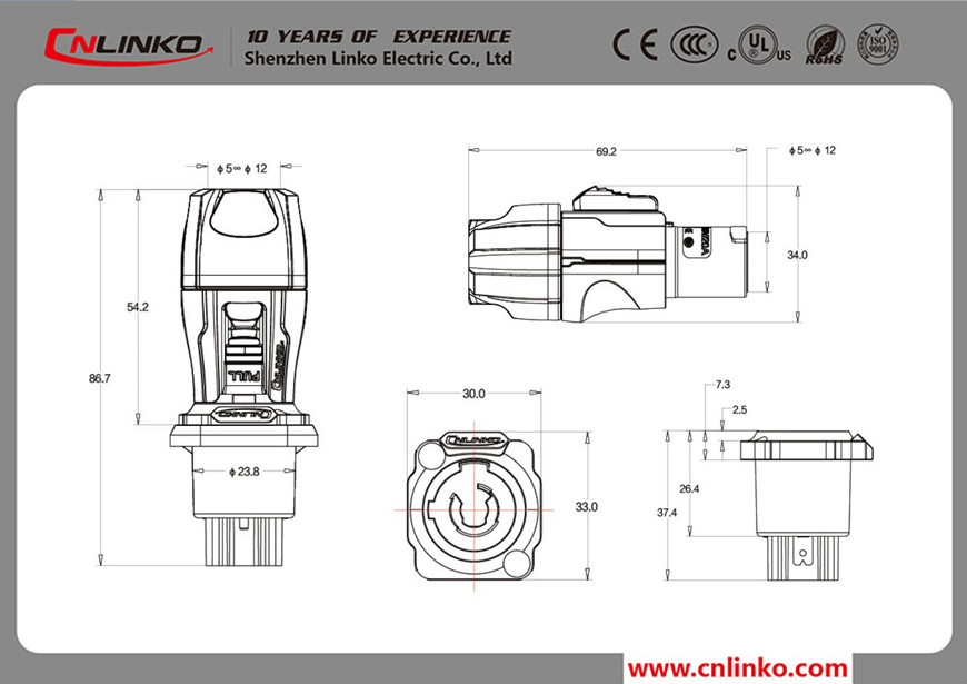 工業用ケーブルコネクターブランドcnl<em></em>inkoケーブルアセンブリコネクタled屋外照明防水ワイヤーコネクター仕入れ・メーカー・工場