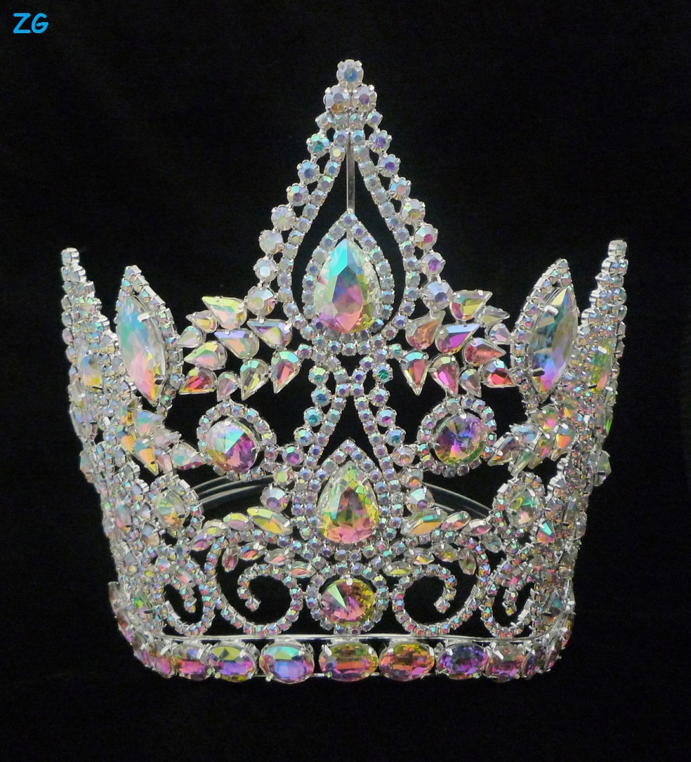 Fashion Full Ab Crystal Tiara Crown,Large Pageant Crowns,Royal Crown