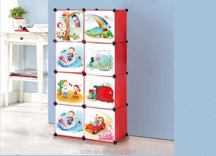 New Cartoon 12 Door Kids Wardrobe Design Folding Indian Wardrobe