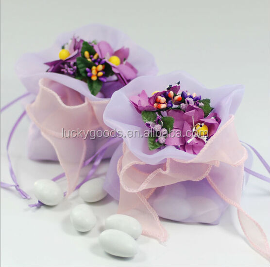 quality yarn light purple wedding gift candy bag