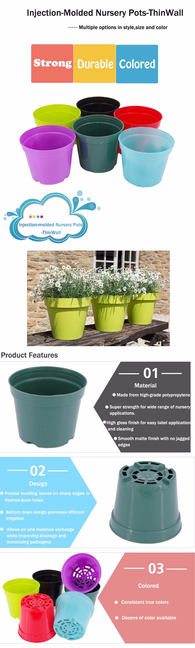 Best Quality Low Price Round Colorful Plastic Flower Pot For Nursery