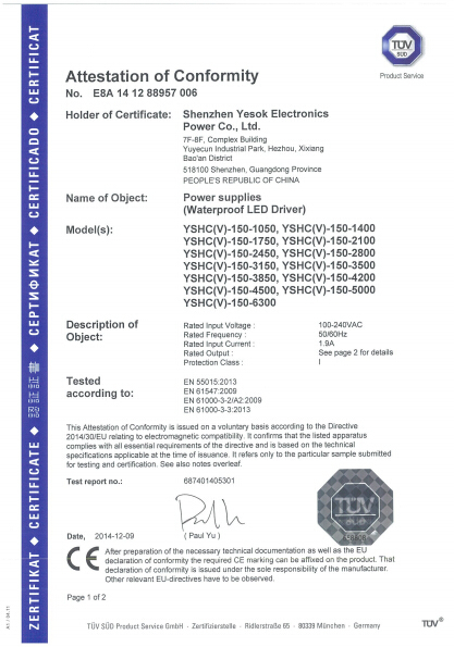 Pfc0.95/IP67 EMC LVD 150W 4200ma LED street light driver high efficiency 90%