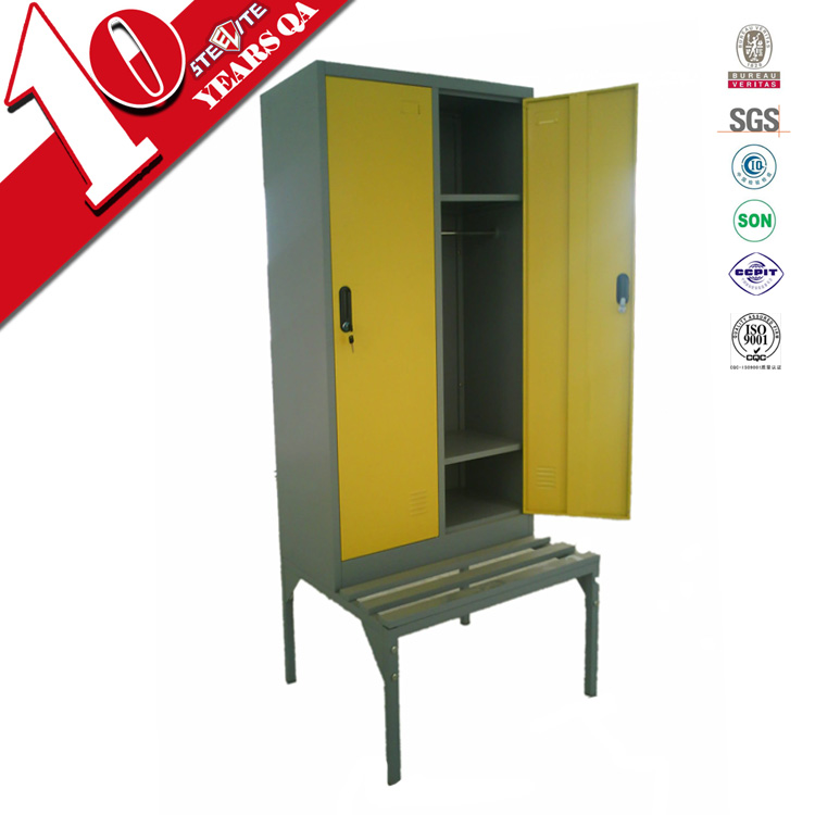 Factory Price Metal Material Double Door Iron Bench Clothing