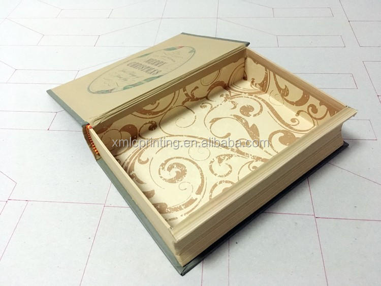 printed book shaped cardboard christmas gift boxes / decorative