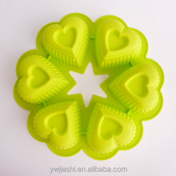 6 Cups Wholesale High Quality Heart Silicone molds cake decorating