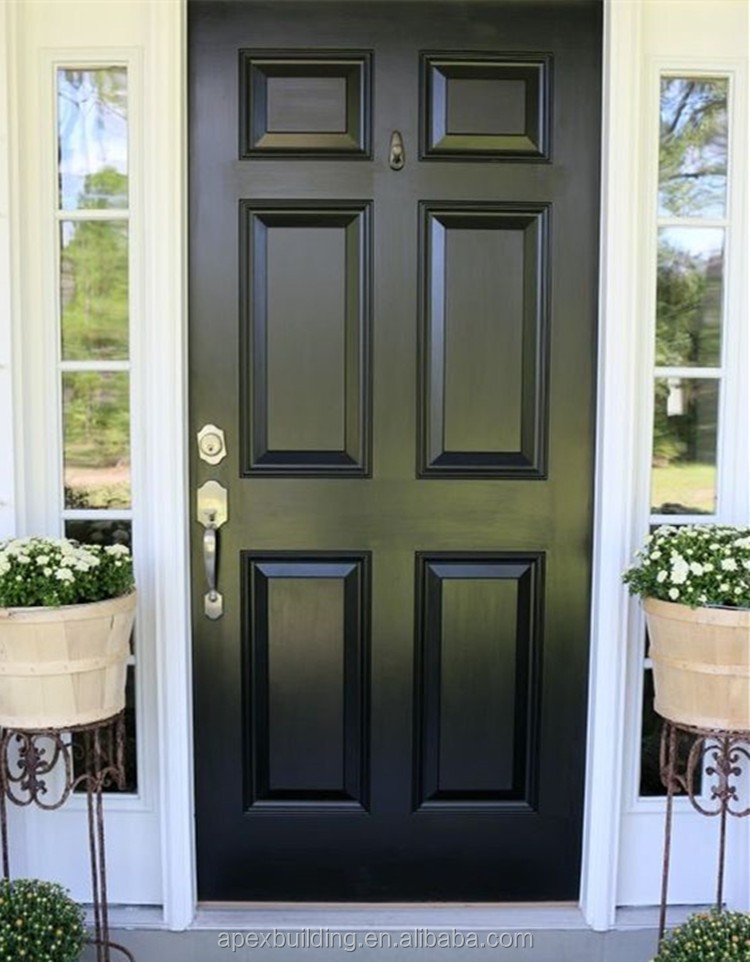 puertas de entrada de pintura de aceite negro, puertas de madera maciza  puertas exteriores