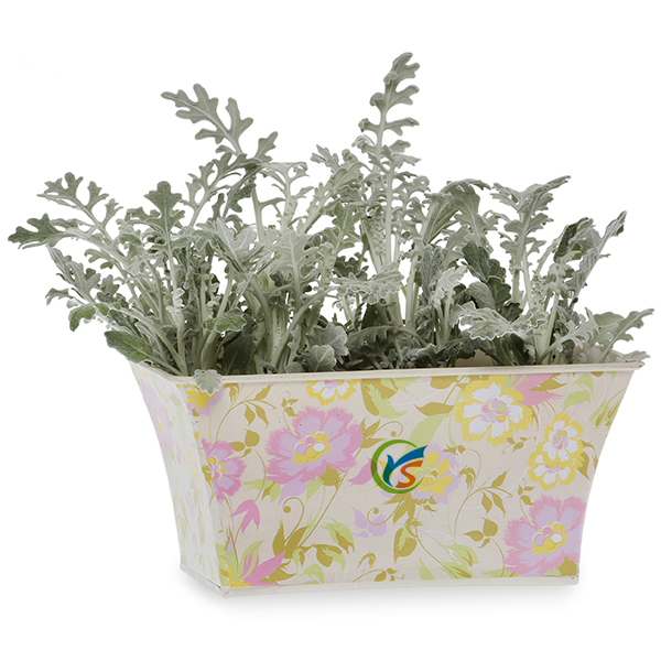 Rectangular Metal Flower Planter Container With Floral Print Buy