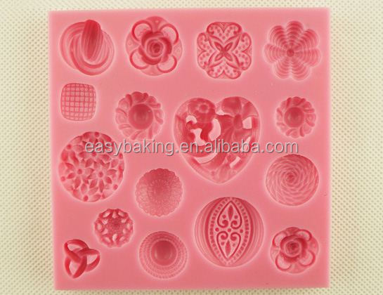 Wholesale custom 3D button silicone molds for fondant cake decorating