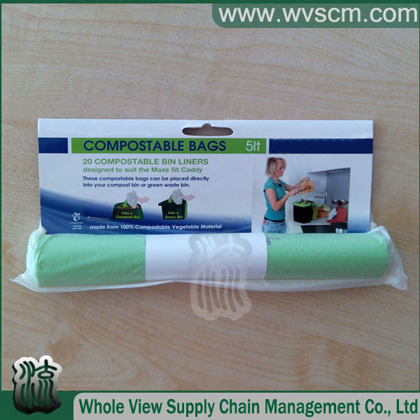 corn starch based compostable trash can liner for kitchen waste
