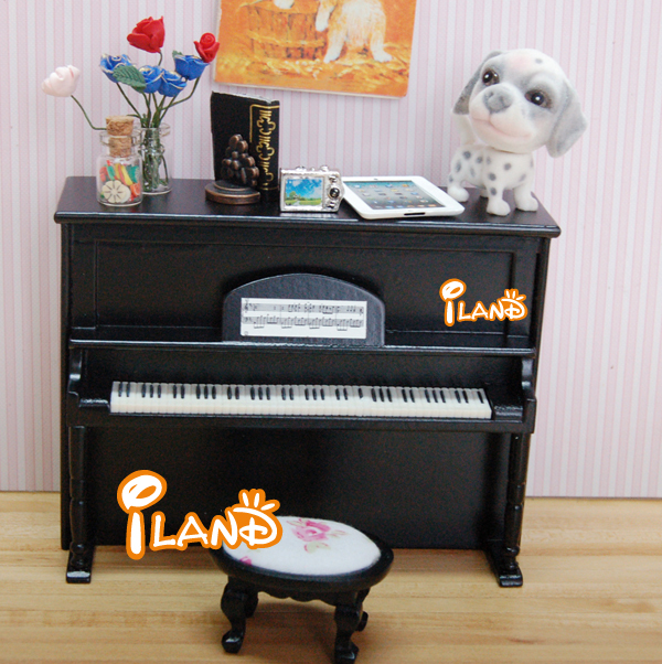 人形の家ミニチュアの楽器ミニピアノとスツールhe005gモデル黒問屋・仕入れ・卸・卸売り