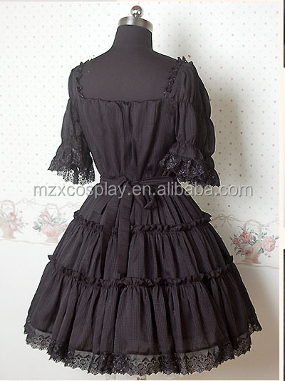 熱い販売の黒ロリータドレス半袖シフォンかわいいハロウィンパーティの衣装クリスマス美しさのためのロングドレス問屋・仕入れ・卸・卸売り
