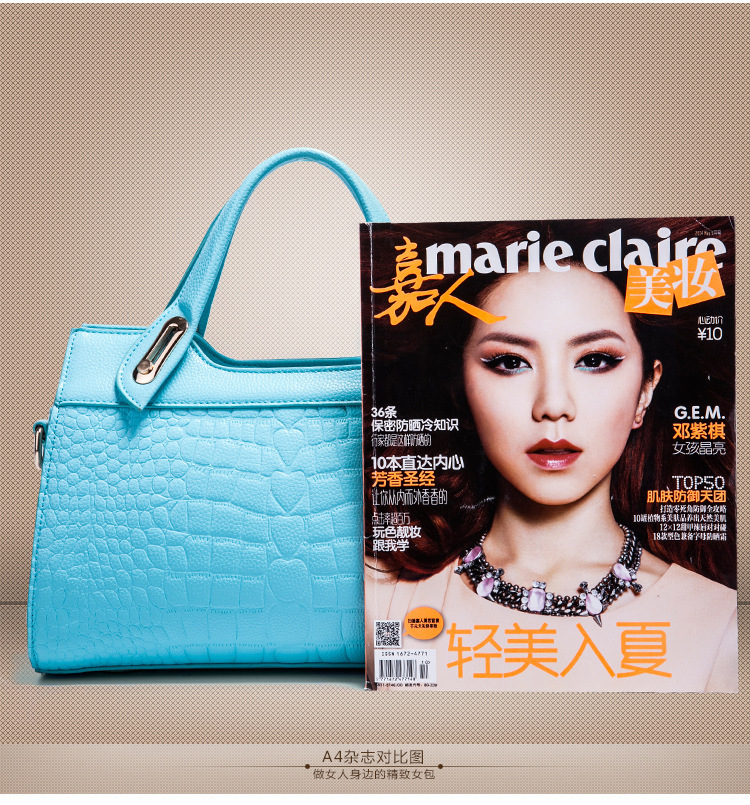 卸売2015皮革フェイクレザーバッグファッションpuワニの穀物のハンドバッグのショルダーバッグの女性仕入れ・メーカー・工場