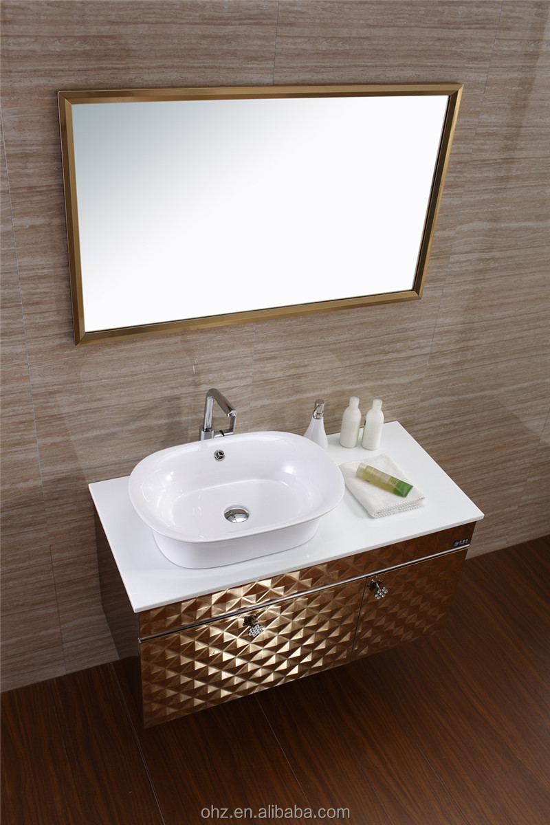En acier inoxydable antique salle de bains meuble lavabo / or ...