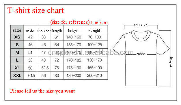 supreme size chart t shirt