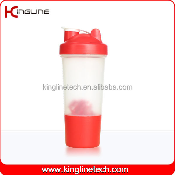 高品質プラスチックプロテインシェーカーボトルを500ml1コンパートメントとブレンダープラスチックボール( kl- 7024)問屋・仕入れ・卸・卸売り