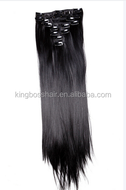 暗い色100％のインドのremy毛のための完全な頭部120gヘアエクステンションでクリップ問屋・仕入れ・卸・卸売り