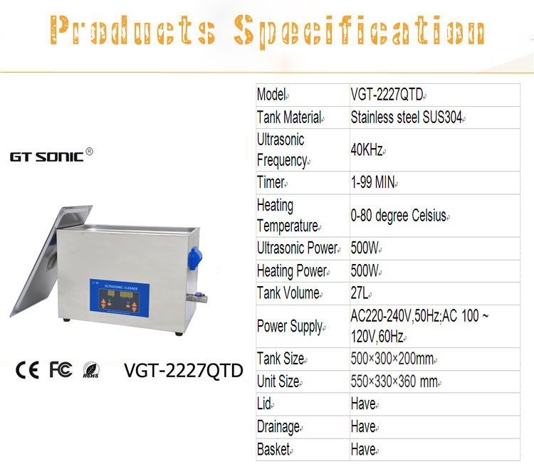 工業用超音波洗浄器vgt-2227qtd27l手術器具用のクリーニング、 医療クリーニング、 タトゥー機器の掃除問屋・仕入れ・卸・卸売り