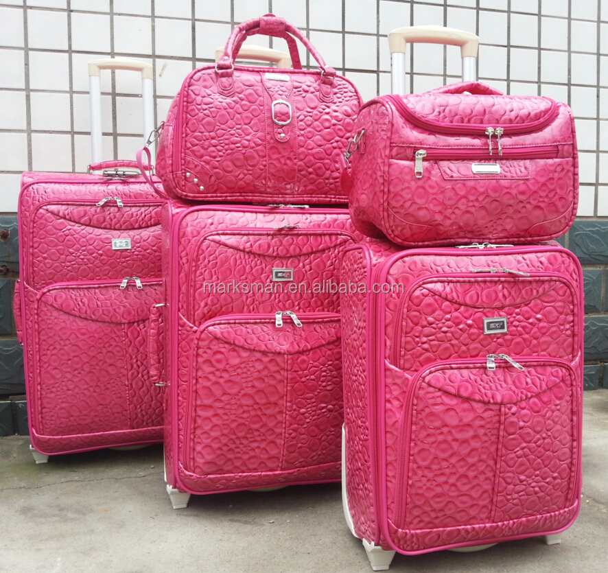 ストリップのプリント茶色の革の旅行のスーツケース、 スピナー4車輪トロリーの旅行の荷物ケース仕入れ・メーカー・工場