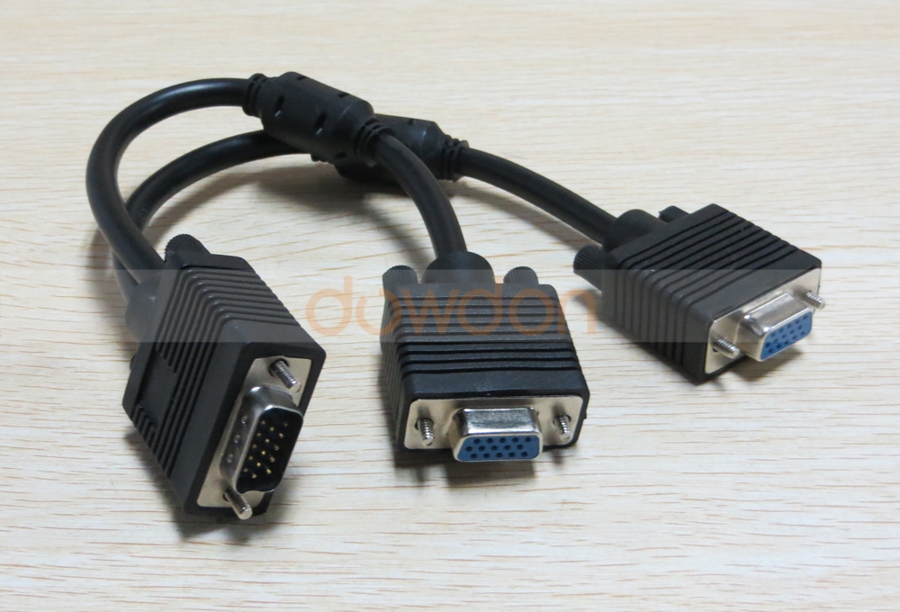 15 Pin Vga 1 Male To Dual 2 Vga Female Monitor Y Adapter Converter