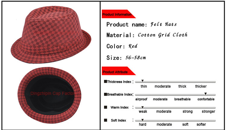 カスタムの格子縞のチェックのジャズダンスメンズの帽子やキャップ仕入れ・メーカー・工場