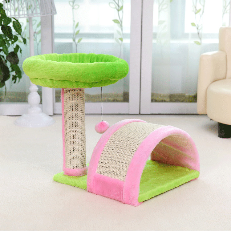 beige natural cat tree short plush sisal scratchin