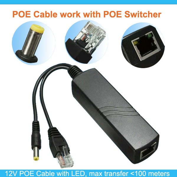 Compatível Cabo POE Switch POE 1CH 12 V POE Injector
