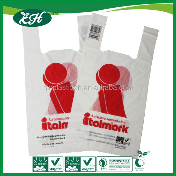 Corn starch based on biodegradable t-shirt bag with high quality