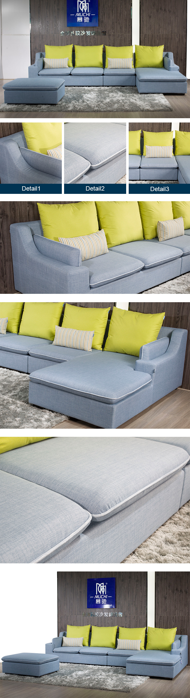 Chic geel en grijs gemengde kleur woonkamer decor bloemen stof ...