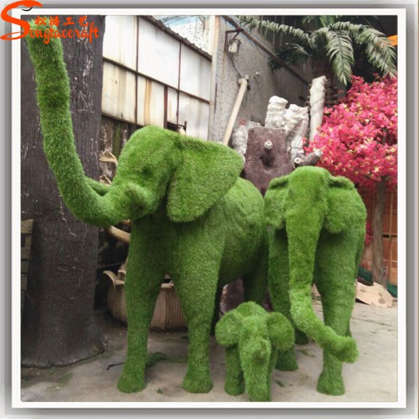 ホット販売人工動物グリーン彫刻カスタマイズ さ れ た ガーデン グリーン彫刻プラスチック大型人工象彫刻仕入れ・メーカー・工場