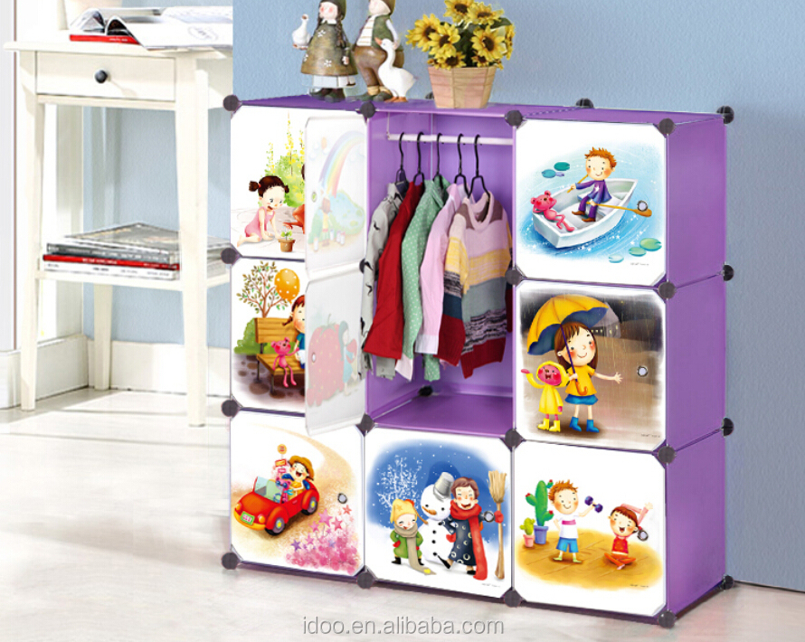 New Cartoon 12 Door Kids Wardrobe Design Folding Indian Wardrobe