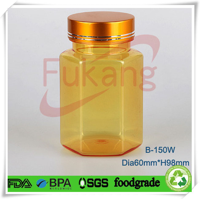 hexagonal pink color plastic pill bottle,200cc green PET vitamin E container,plastic tablets bottle bottle manufacturer
