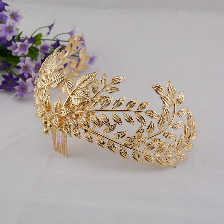 bridal jewelry gold leaves elk antlers shapes bridal hairband