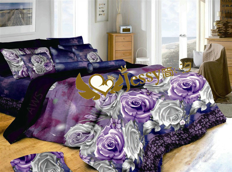 外観! ヨーロッパやアメリカスタイルのファッション3d寝具セットポリエステル綿ママと赤ちゃんの紫色の花のパターン問屋・仕入れ・卸・卸売り