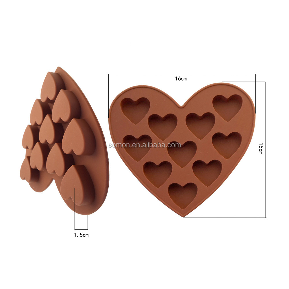 バレンタインのためのチョコレートギフトの株式avaiblefdaのシリコーン10カップチョコレートバーチョコレートモールド金型の心臓の形状問屋・仕入れ・卸・卸売り