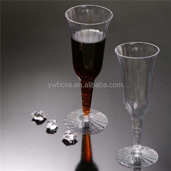 clear and colored disposable plastic colored champagne flute