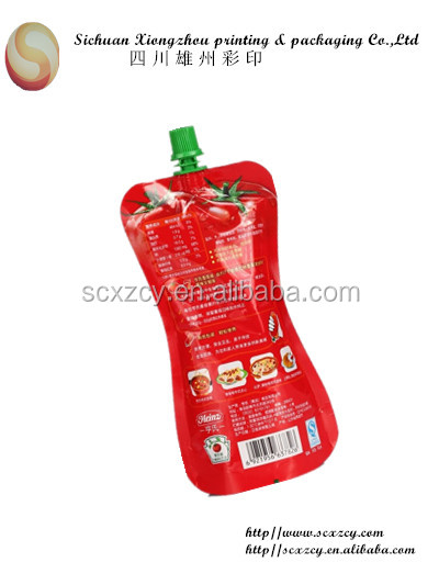 printing standup pouch with spout for chilli sauce