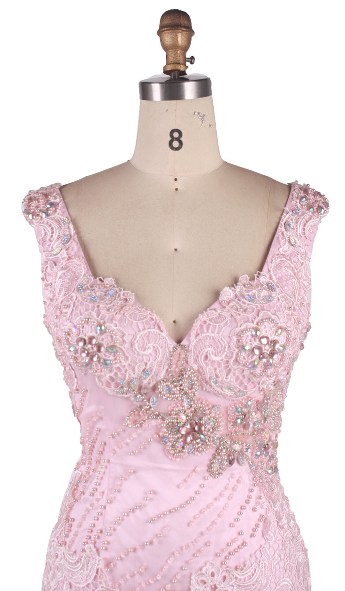 最新のデザインピンクの片方の肩にはイブニングドレスをビーズ問屋・仕入れ・卸・卸売り