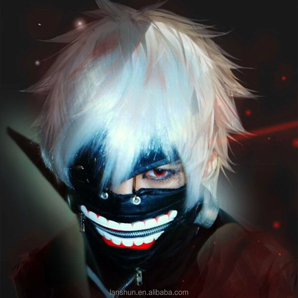 ジッパーレザーマスクアニメ+パッチグールケン東京kaneki調節可能なコスプレ仕入れ・メーカー・工場