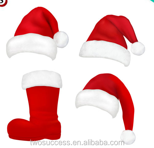 Red and White Deluxe Father Christmas Cap Party Santa Claus Hats .png