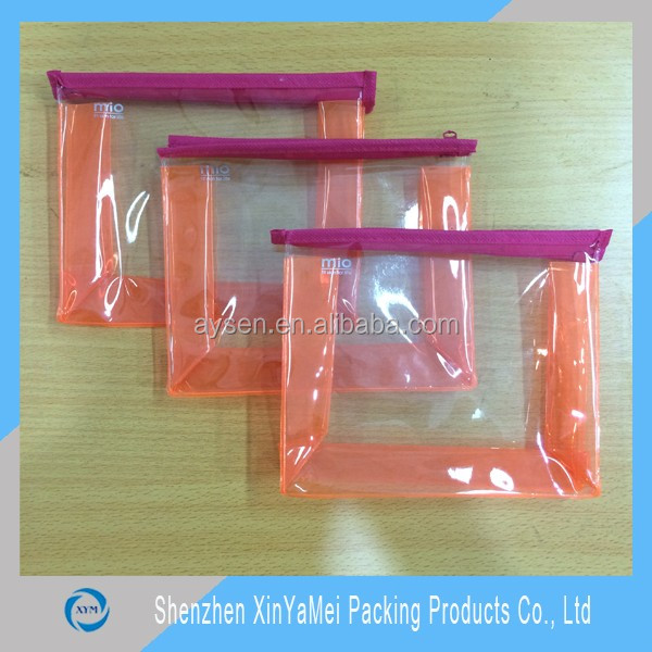 custom printing plastic clear PVC hand zipper gift cosmetic bag