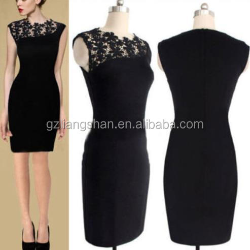 エレガントな女性のドレスのパーティーのために2015黒いノースリーブのドレス韓国の夜エレガントなシックな夜ドレス仕入れ・メーカー・工場