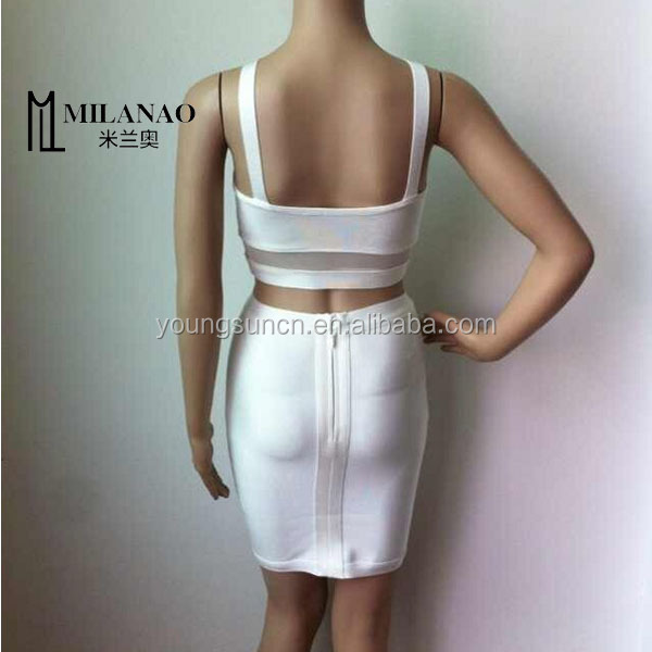 夏の白い包帯ドレスファッションbodycon2個のイブニングドレス仕入れ・メーカー・工場