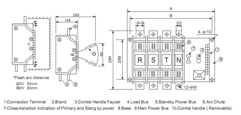 N Type 160-400a Dual Power Changeover Switch /single Phase ... mini ats diagram 
