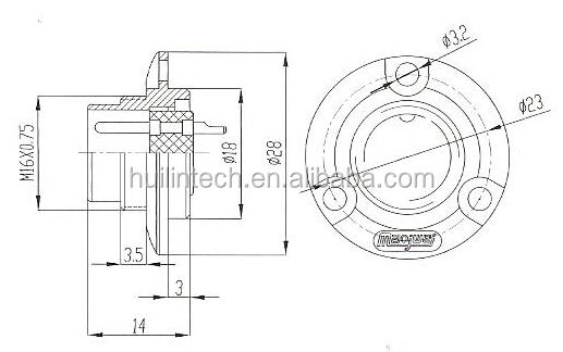 アンフェノールm16フランジのオスソケット防水丸型コネクタ仕入れ・メーカー・工場