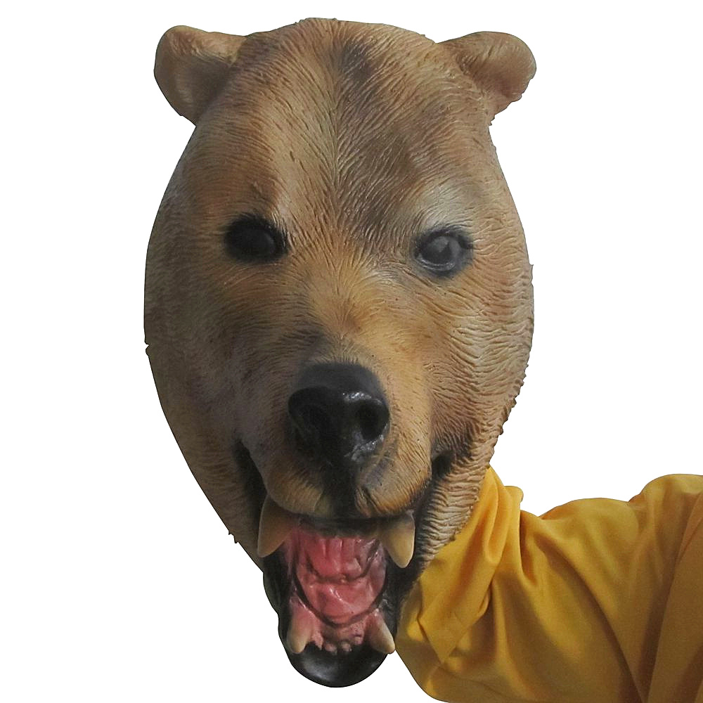 Realistic Grizzly Bear Animal Head Latex Costume Mask Halloween Party