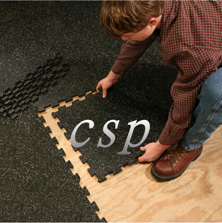 アンチスリップラバーマット高品質/' interlockingゴム床材/黒とカラフルな斑点ゴム床材 問屋・仕入れ・卸・卸売り