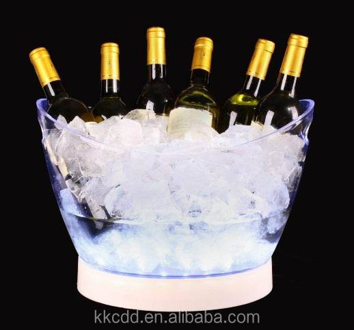 12L flashing different colors light Cheers colorful Champagne LED ice bucket transparent LED plastic ice bucket